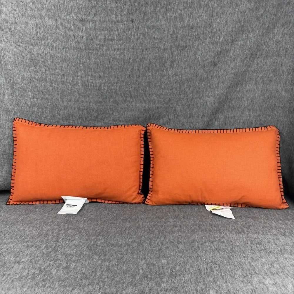 Hyde & Eek Trick Or Treaters Throw Pillow Set Of 2 12x18 Orange Halloween